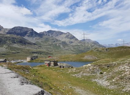 Uitzicht op top van Bernina pas